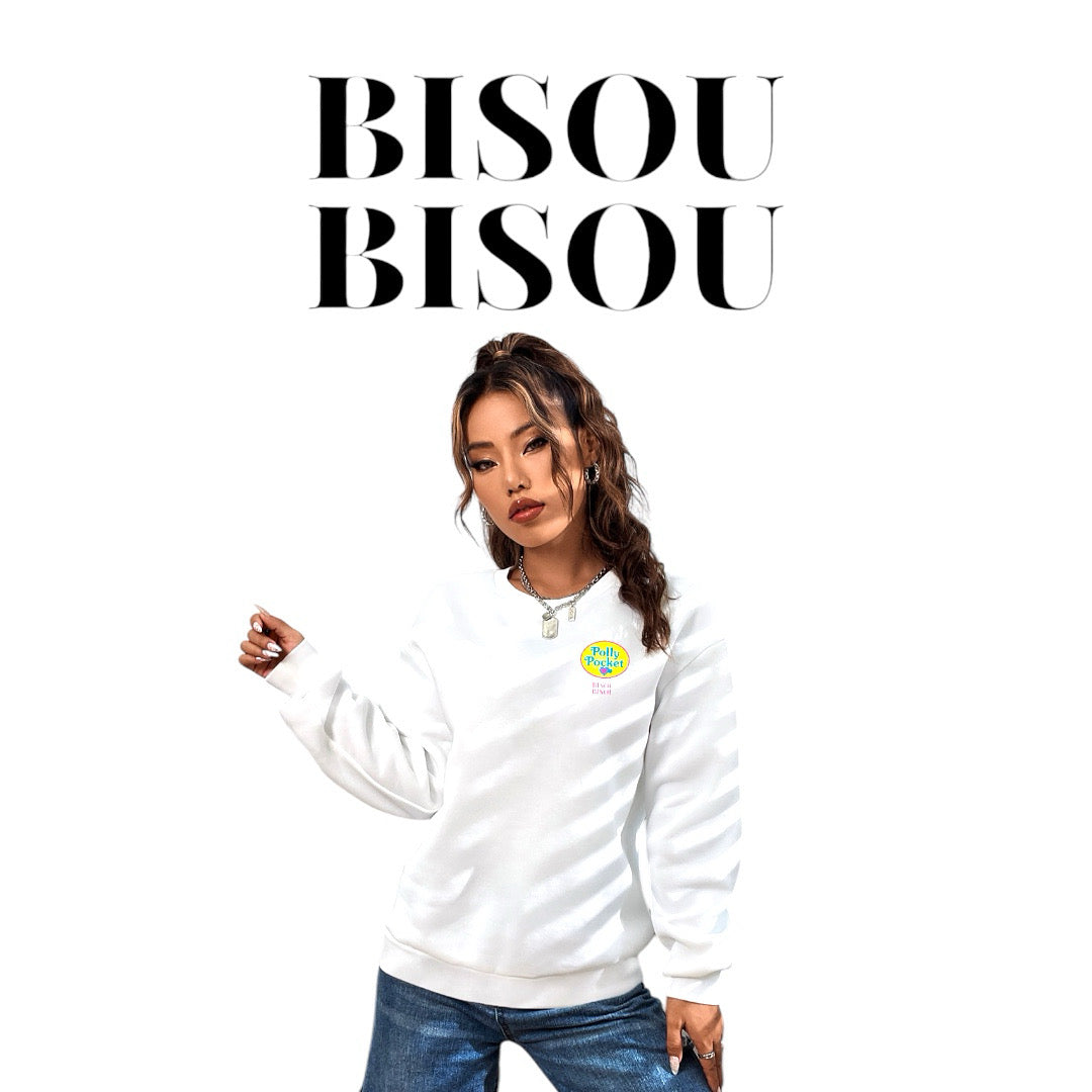 Sweat blanc Polly Pocket Bisou Bisou